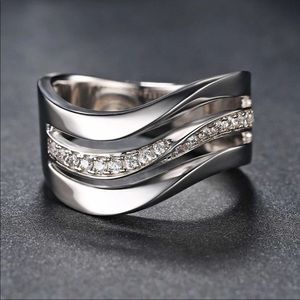 Luxury 925 Silver Simple Personality Diamond Ring
